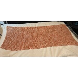 VTG Handmade Crochet Throw Blanket 60" X 27" Lap Baby Auburn Orange Cream Colors